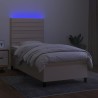 Boxspringbett mit Matratze & LED Creme 80x200 cm Stoff