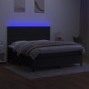 Boxspringbett mit Matratze & LED Schwarz 180x200 cm Stoff