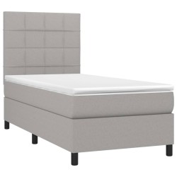 Boxspringbett mit Matratze & LED Hellgrau 100x200 cm Stoff