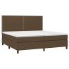 Boxspringbett mit Matratze & LED Dunkelbraun 200x200 cm Stoff