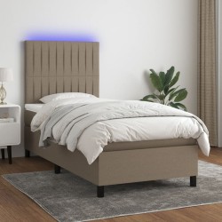 Boxspringbett mit Matratze & LED Taupe 90x190 cm Stoff