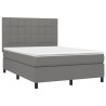 Boxspringbett mit Matratze & LED Dunkelgrau 140x190 cm Stoff