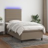 Boxspringbett mit Matratze & LED Taupe 100x200 cm Stoff