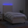 Boxspringbett mit Matratze & LED Creme 80x200 cm Stoff