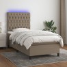 Boxspringbett mit Matratze & LED Taupe 90x190 cm Stoff