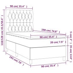 Boxspringbett mit Matratze & LED Taupe 90x190 cm Stoff