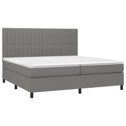 Boxspringbett mit Matratze & LED Dunkelgrau 200x200 cm Stoff