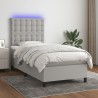 Boxspringbett mit Matratze & LED Hellgrau 100x200 cm Stoff