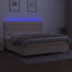 Boxspringbett mit Matratze & LED Creme 200x200 cm Stoff