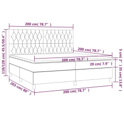 Boxspringbett mit Matratze & LED Creme 200x200 cm Stoff