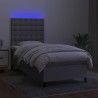 Boxspringbett mit Matratze & LED Hellgrau 90x200 cm Stoff