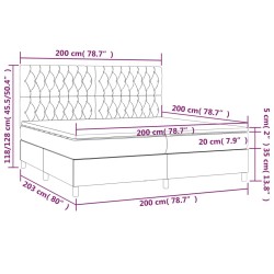 Boxspringbett mit Matratze & LED Dunkelbraun 200x200 cm Stoff