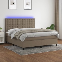 Boxspringbett mit Matratze & LED Taupe 160x200 cm Stoff