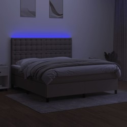 Boxspringbett mit Matratze & LED Taupe 160x200 cm Stoff