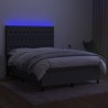 Boxspringbett mit Matratze & LED Dunkelgrau 140x190 cm Stoff