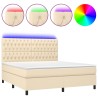 Boxspringbett mit Matratze & LED Creme 180x200 cm Stoff