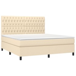 Boxspringbett mit Matratze & LED Creme 180x200 cm Stoff