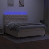 Boxspringbett mit Matratze & LED Creme 180x200 cm Stoff