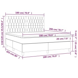 Boxspringbett mit Matratze & LED Creme 180x200 cm Stoff