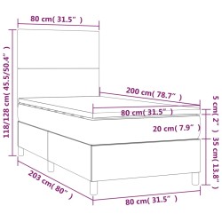 Boxspringbett mit Matratze & LED Blau 80x200 cm Stoff