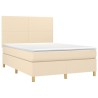 Boxspringbett mit Matratze & LED Creme 140x200 cm Stoff