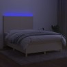 Boxspringbett mit Matratze & LED Creme 140x200 cm Stoff