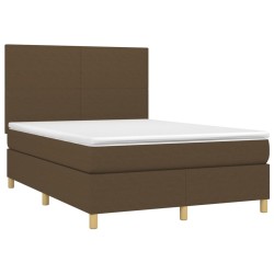 Boxspringbett mit Matratze & LED Dunkelbraun 140x200 cm Stoff