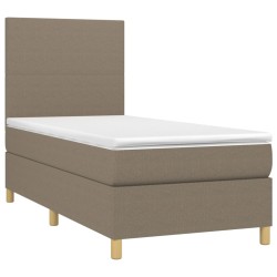 Boxspringbett mit Matratze & LED Taupe 90x200 cm Stoff