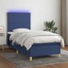 Boxspringbett mit Matratze & LED Blau 100x200 cm Stoff