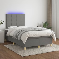 Boxspringbett mit Matratze & LED Dunkelgrau 120x200 cm Stoff