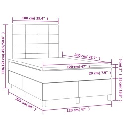 Boxspringbett mit Matratze & LED Dunkelgrau 120x200 cm Stoff