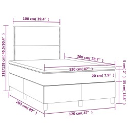 Boxspringbett mit Matratze & LED Blau 120x200 cm Stoff