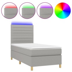 Boxspringbett mit Matratze & LED Hellgrau 80x200 cm Stoff