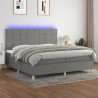 Boxspringbett mit Matratze & LED Dunkelgrau 200x200 cm Stoff