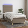 Boxspringbett mit Matratze & LED Taupe 90x190 cm Stoff