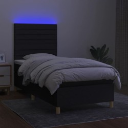 Boxspringbett mit Matratze & LED Schwarz 100x200 cm Stoff