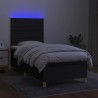 Boxspringbett mit Matratze & LED Schwarz 100x200 cm Stoff