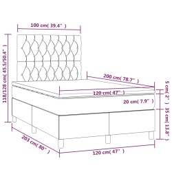 Boxspringbett mit Matratze & LED Schwarz 120x200 cm Stoff