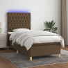 Boxspringbett mit Matratze & LED Dunkelbraun 100x200 cm Stoff