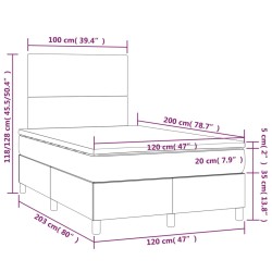 Boxspringbett mit Matratze & LED Grau 120x200 cm Kunstleder