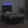 Boxspringbett mit Matratze & LED Schwarz 90x200 cm Kunstleder