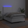 Boxspringbett mit Matratze & LED Weiß 120x200 cm Kunstleder