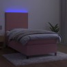 Boxspringbett mit Matratze & LED Rosa 100x200 cm Samt