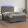 Boxspringbett mit Matratze & LED Grau 140x200 cm Kunstleder