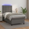 Boxspringbett mit Matratze & LED Grau 90x190 cm Kunstleder