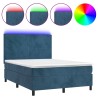 Boxspringbett mit Matratze & LED Dunkelblau 140x200 cm Samt