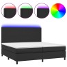 Boxspringbett mit Matratze & LED Schwarz 200x200 cm Kunstleder