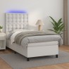 Boxspringbett mit Matratze & LED Weiß 80x200 cm Kunstleder