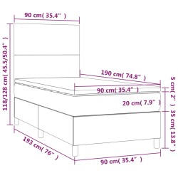 Boxspringbett mit Matratze & LED Dunkelgrün 90x190 cm Samt