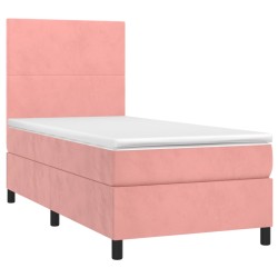 Boxspringbett mit Matratze & LED Rosa 90x200 cm Samt